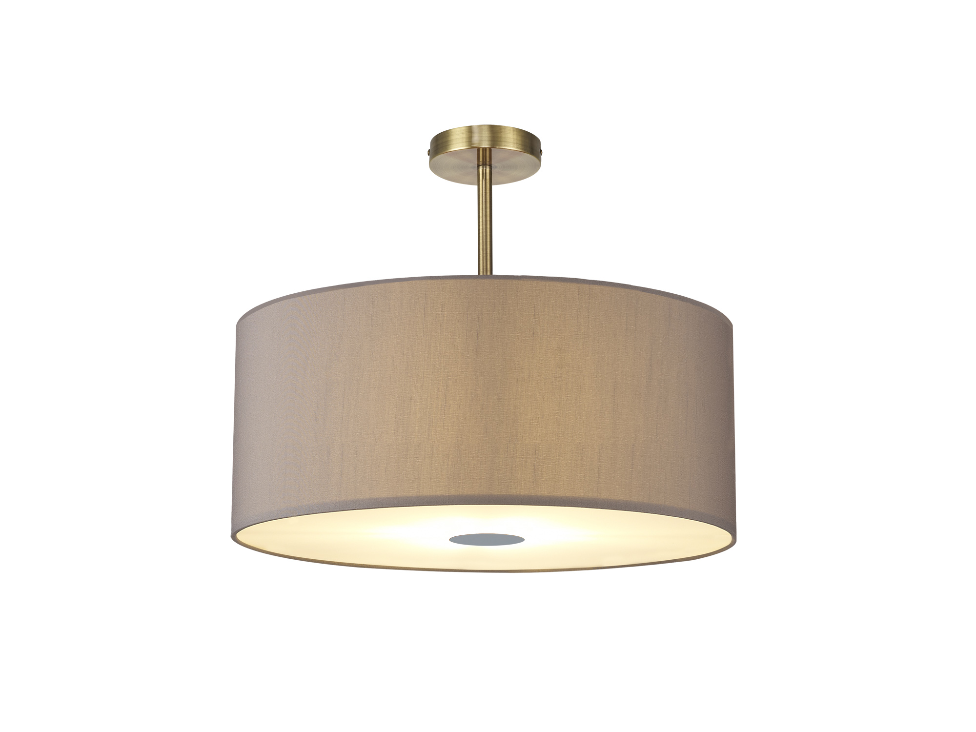 DK0510  Baymont 60cm Semi Flush Flush 5 Light Antique Brass, Grey, Frosted Diffuser